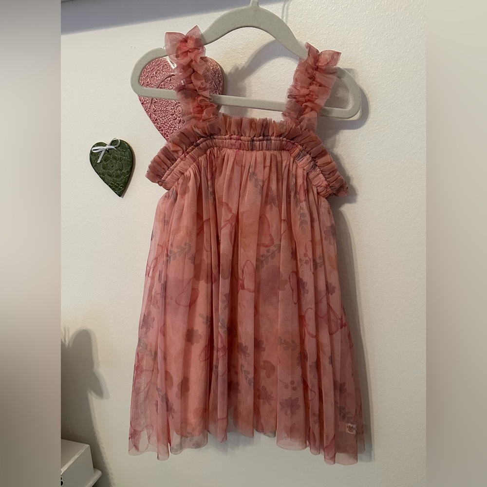 Disney Minnie Bows Pink Floral Ruffled Dress size 3t
